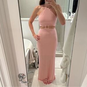 LIKE NEW Alice + Olivia Rose Pink Marguerite Cutout Jersey Halter Maxi Dress